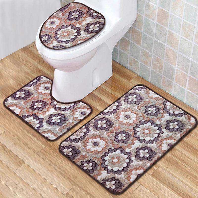 Toilet Floor Mat Three-Piece Door Mat Absorbent Carpet Bathroom Bathroom Non-Slip Foot Mat