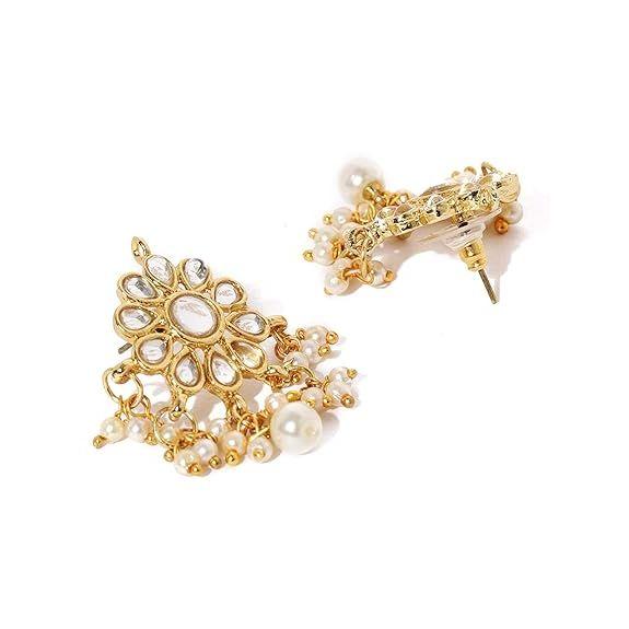 Ethnic Kundan & Pearls Multi Layers Bridal Necklace Set For Women