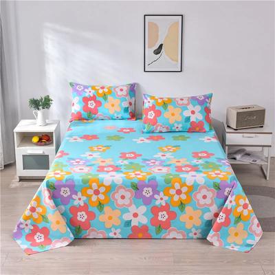 Bettlaken-Set mit buntem Blumenmuster, 100 % Baumwolle, verdickte Tagesdecke mit Kissenbezügen, hautfreundliche Schlafzimmerdekoration, Bettwäsche-Set