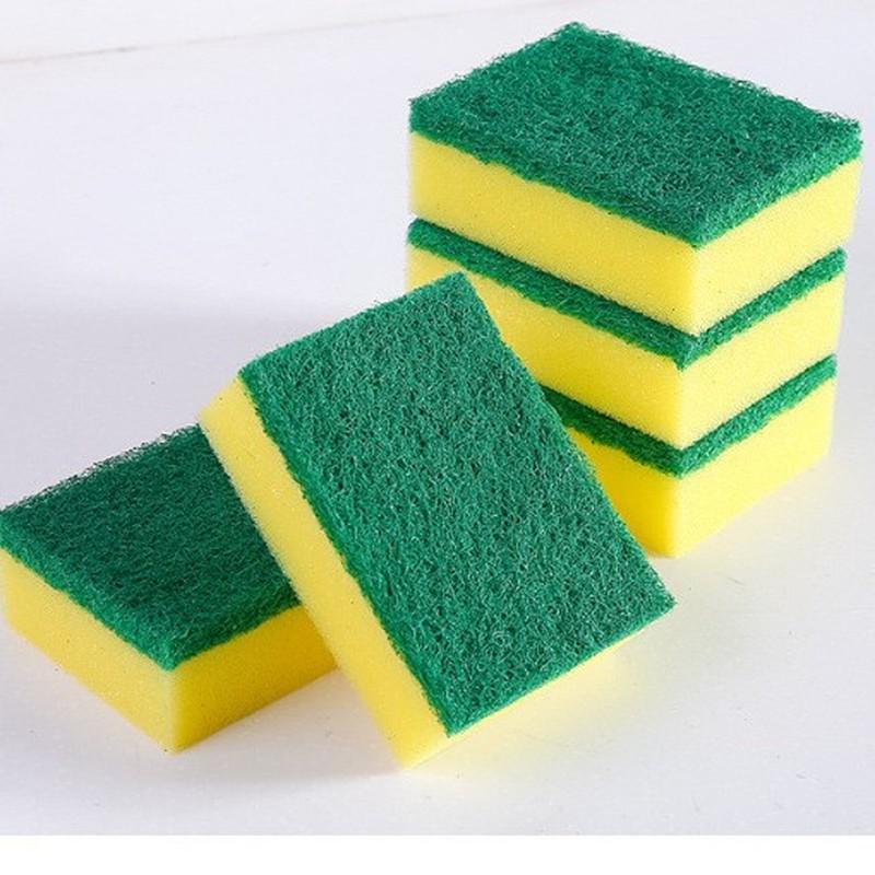 Double-Sided High-Density Dishwashing Sponge with Scouring Pad and Cleaning Brush