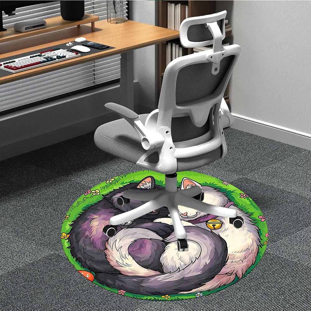1pc Cats Harmony Office Round Area Rug, Under Office Chairs Bedroom Living Room Home Decor, Room Deco