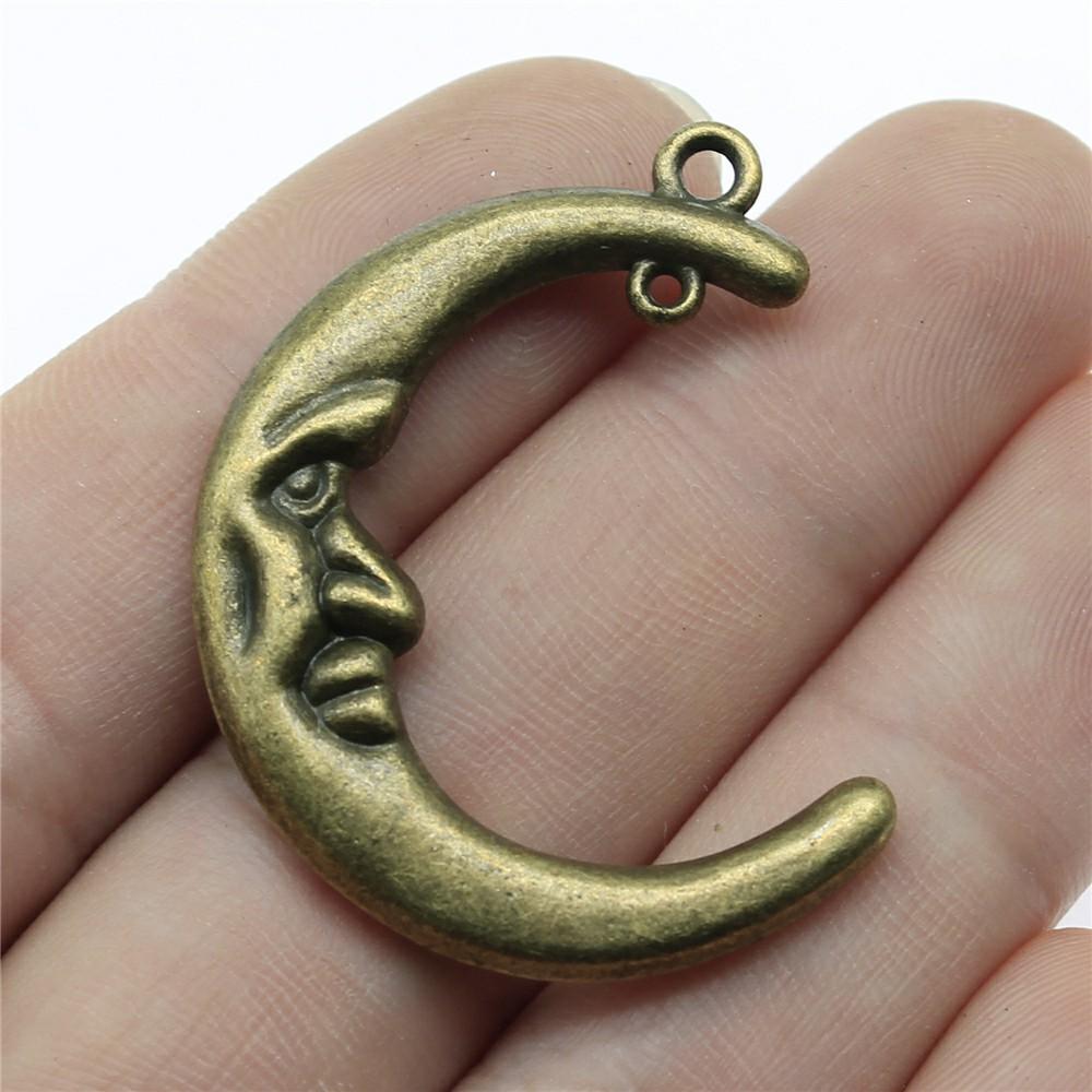 5pcs Moon Pendant Charms For Jewelry Making DIY Handmade Craft Antique Jewelry Making