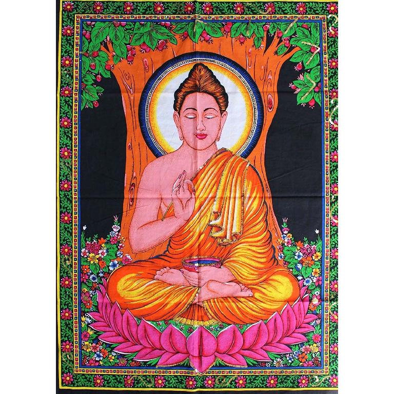 Rastogi Handicrafts Cotton Tapestry Indian Goddess Indian Deity 40  X 30  Poster Size Tapestry BUDDHA-G