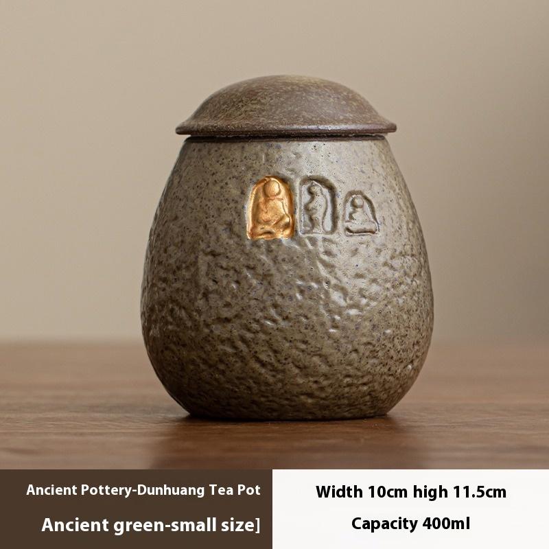 

Creative Dunhuang Impression Tea Jar Household Retro Pu er Sealed Jar Ceramic Moisture-proof Tea Warehouse Storage Jar Tea Tin