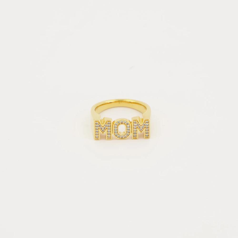 Jewelry MOM Ring Aesthetic Gift for Mother's Day Creative Zircon Letter Ring Mom Gift