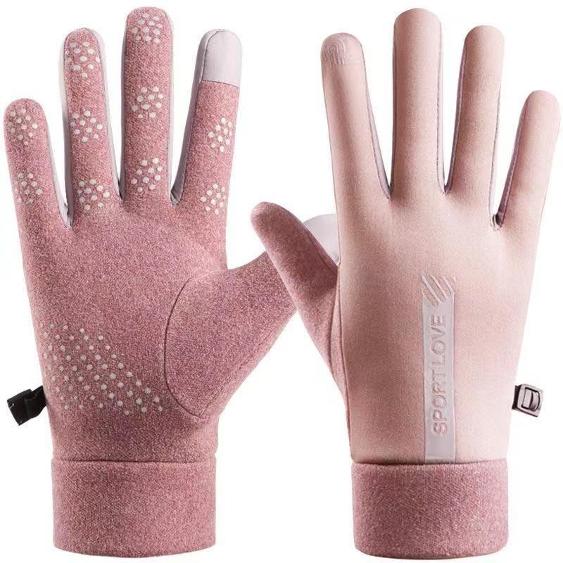 Autumn and Winter Men and Women's Winter Gloves Plus Velvet Warm  Waterproof Cold  Proof Riding Anti Slip  Touch Screen Riding Gloves