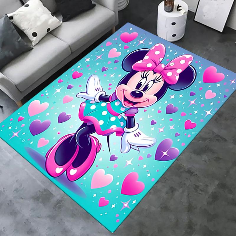 3D Printed Minnie Mouse,Polka dots,Hearts Anti-Slip Rug - Machine Washable Office Rug for Living Room, Bedroom, Office - Multiple Sizes