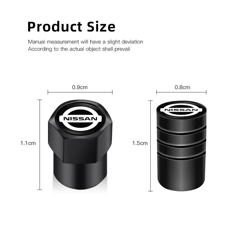 4Pcs 3D Metal Tire Valve Cap Car Tyre Air Stem Cover For Nissan Sylphy N7 Teana Qashqai Note J10 J11 Navara Juke GTR Patrol Leaf