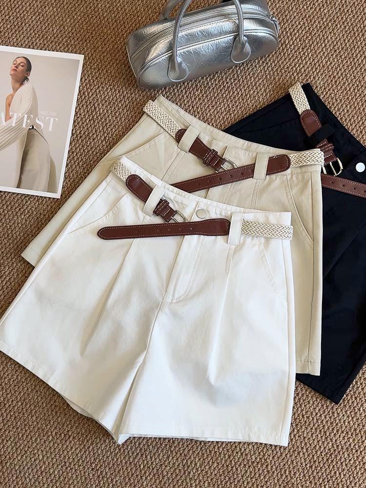 

Рекомендуемые хлопковые шорты с поясом и высокой посадкой - Утягивающие, Универсальные, Широкие, Повседневный байкерский стиль для лета M