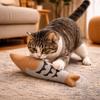 Cute Stuffed Simulation Fish Cat Toy Soft Cat Shape Pet Squeaky Toy with Bell Bite Resistant Interactive Chew Toy Training Aid
