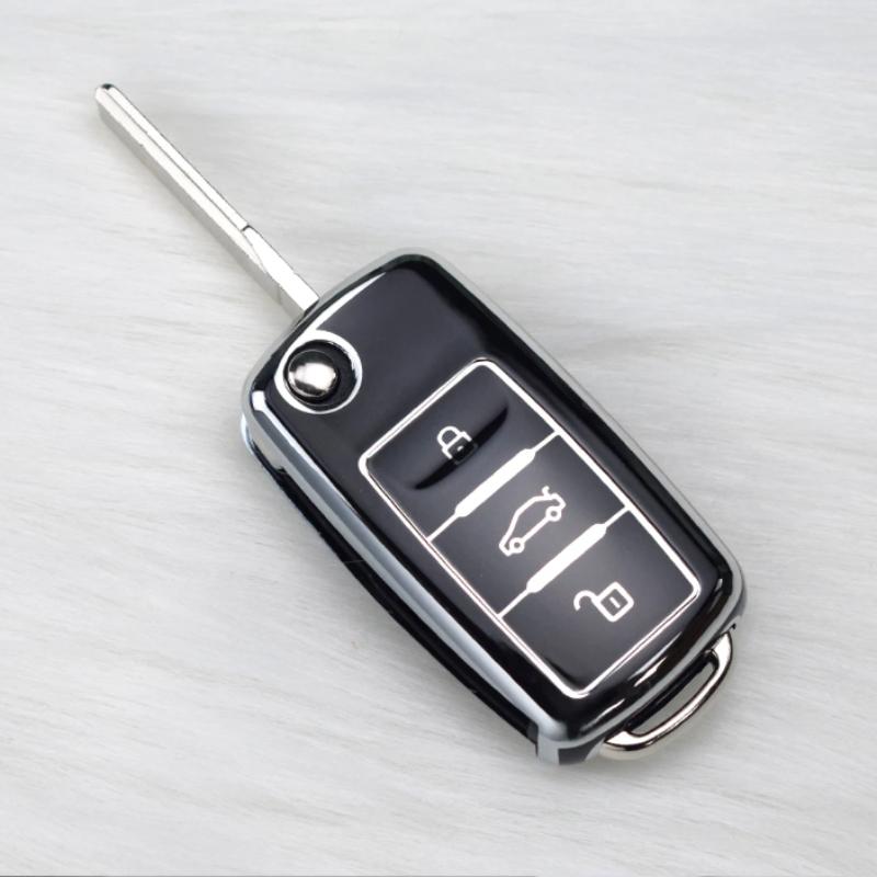 3 Tasten TPU Autoschlüsselhülle Vollständige Abdeckung für Volkswagen für VW Jetta Passat B5 B6 B7 Golf Beetle Bora Polo Tiguan für Skoda Octavia