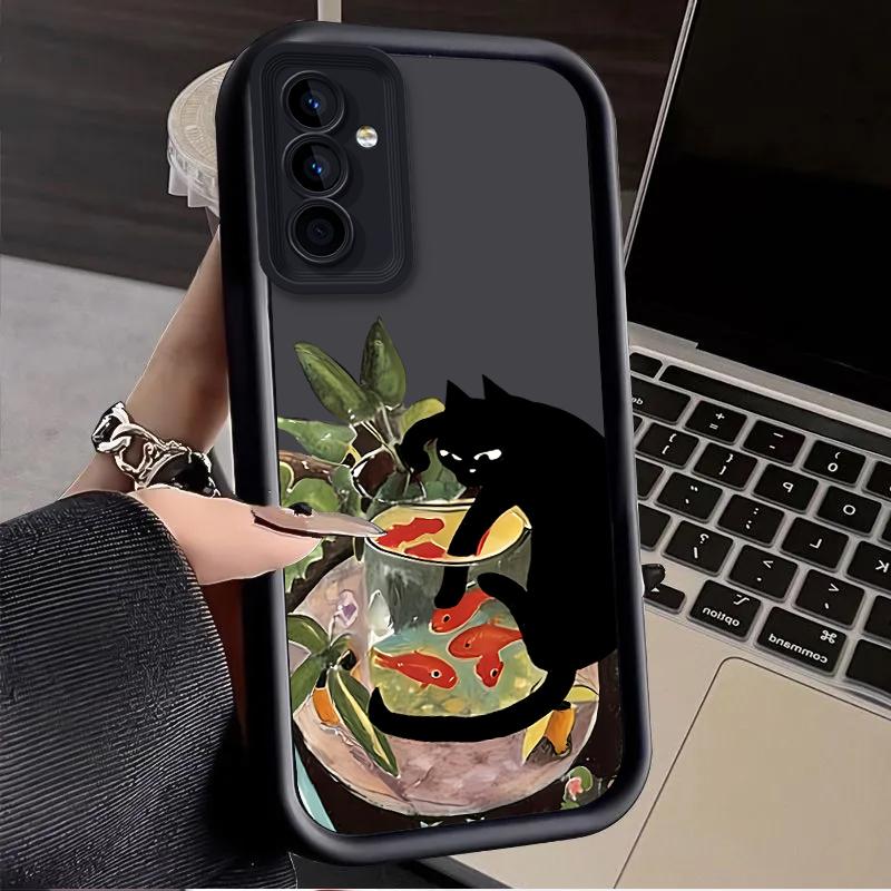 The Lying Black Cat Case for Samsung Galaxy A53 A50 A50S A36 5G A35 A34 A33 A32 A30 A26 A24 A23 A22 A20 A16 A15 A14 A13 4G Cover