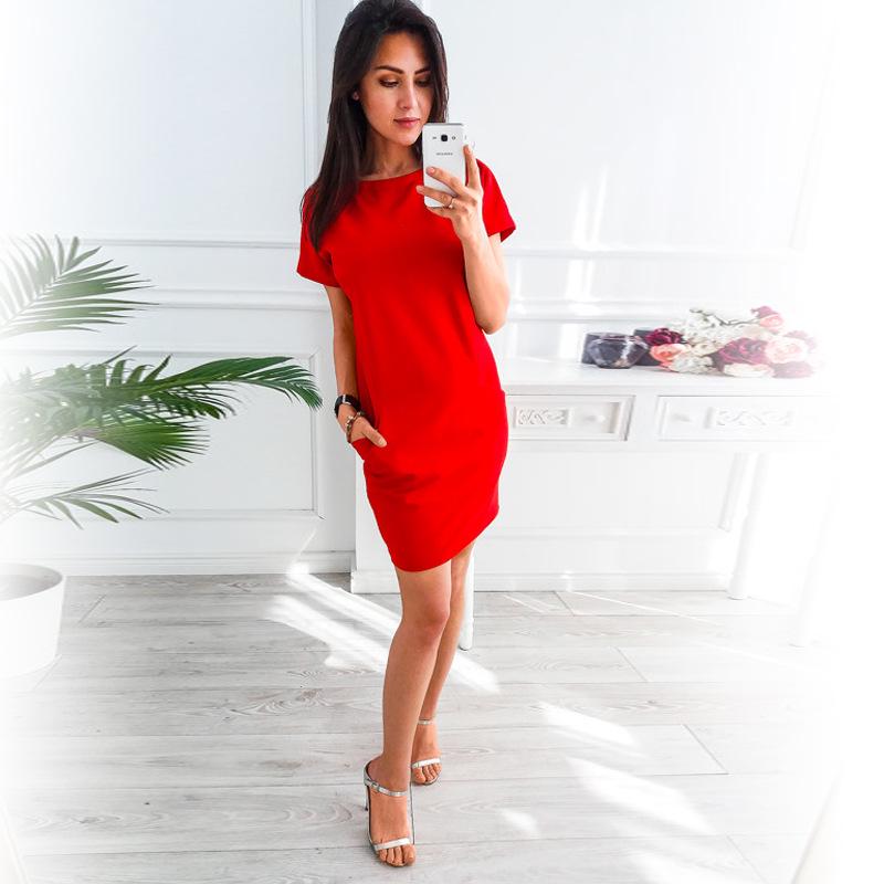 Women’s Solid Color Casual Pocket Dress - Bestselling Style