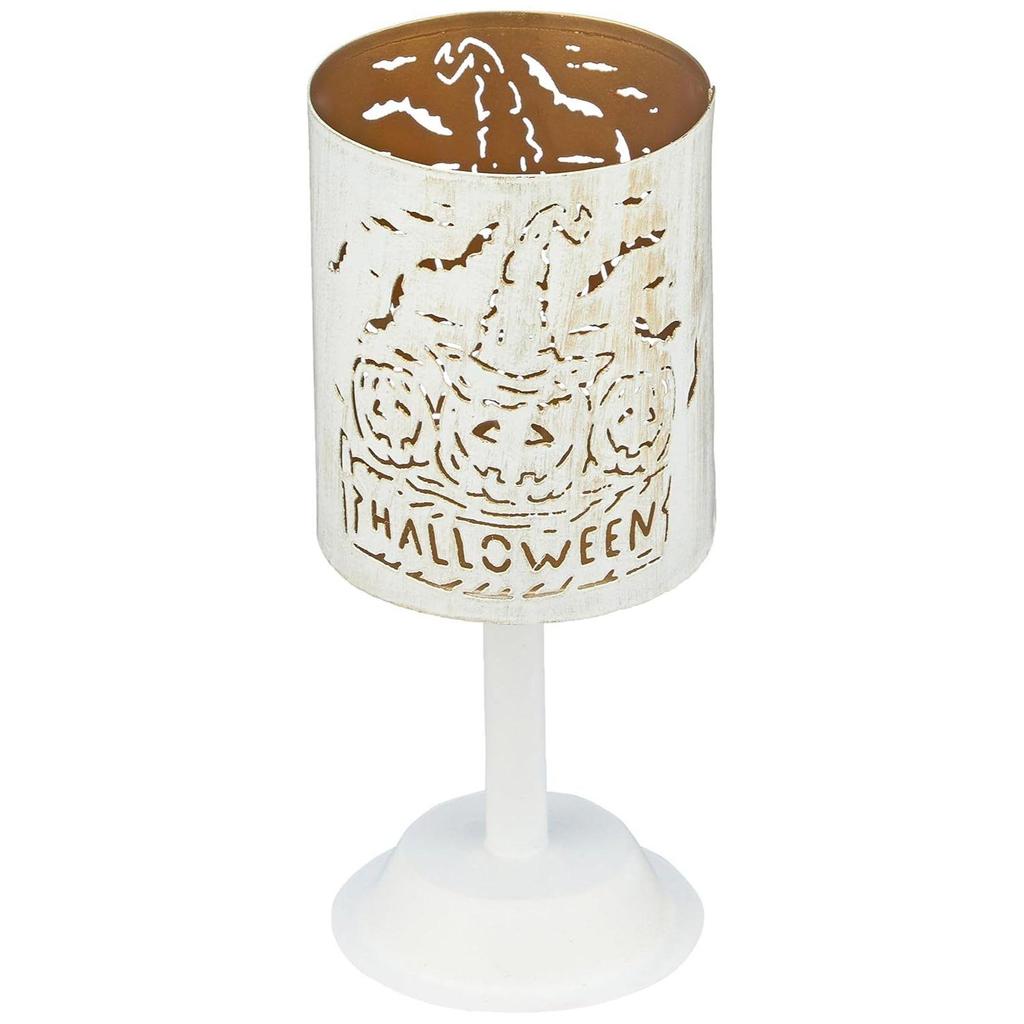 Zierteisen Teelicht | Stilvoll | für Innen- & Außendekoration | Zylindrisch (Weiß mit Goldtextur)