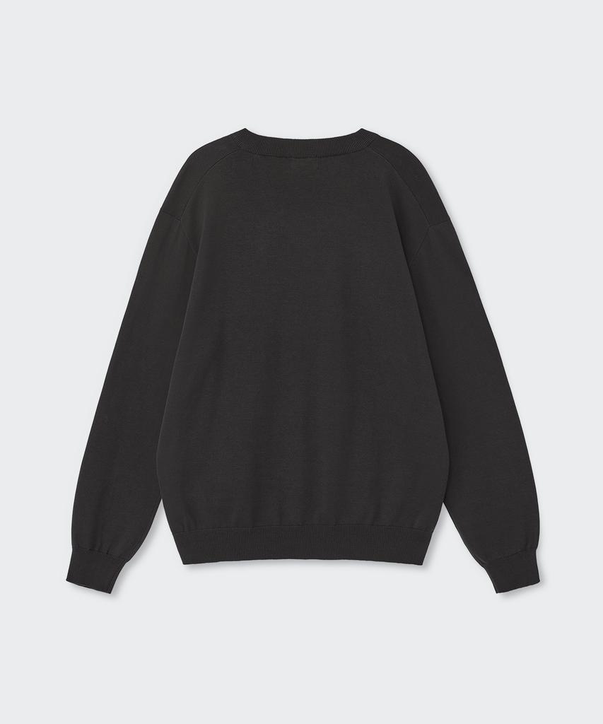 MUSINSA STANDARD Washable Supima Cotton V-Neck Knit [Dark Gray]