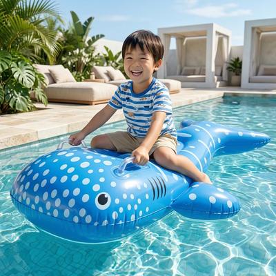 Ninonly Inflatable Float for Children with Handles, Water Play, Air Pump Included, 100kg Weight Capacity, Beach Gear, 120 X 75cm (Whale Pattern)