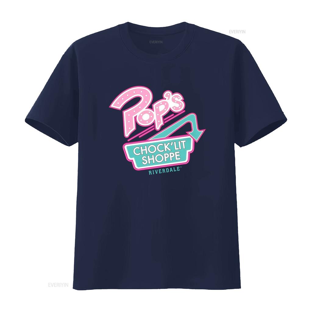 Riverdale Mens Pops ChockLit Shoppe Logo T Shirt Vintage Washed Stretched Versatile Top For Everyday Wear Homme
