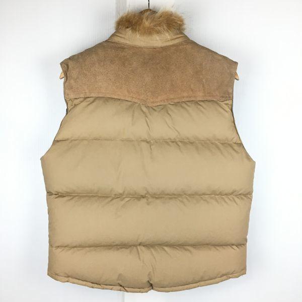 Prestwick Real Fur Down Vest with Suede Yoke Size M Brown