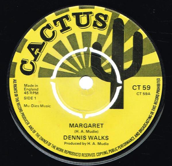 

7inch Record DENNIS WALKS MUDIES ALL STARS Margaret Strings Version CT59 Cactus 1974 UK Reggae Ska Dub Used
