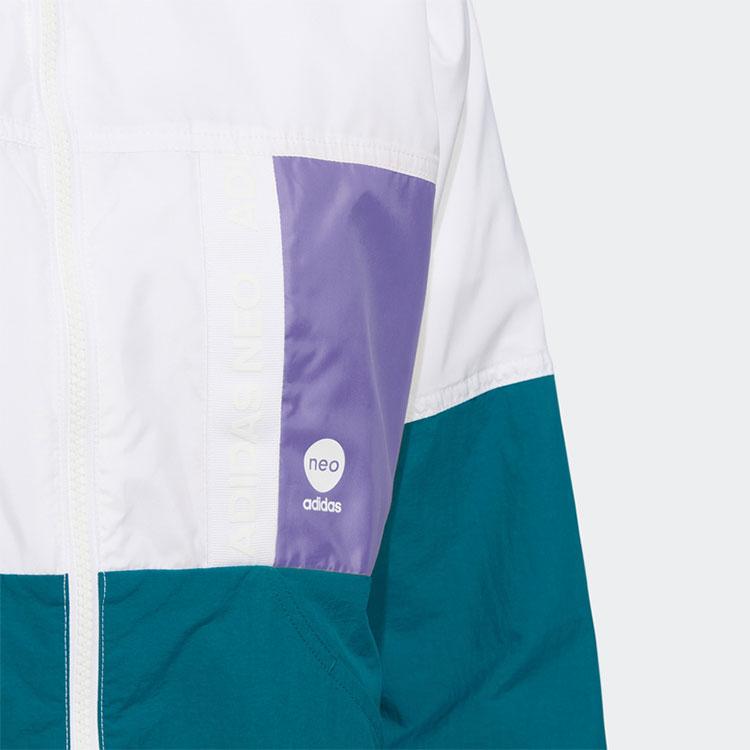 Adidas Chaqueta Deportiva Tejida Transpirable con Capucha Color Neo Contraste para Mujer Blanco Verde HM7442