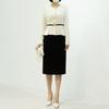 Style Latte Women HigH Waist H Line Midi Slit Skirt