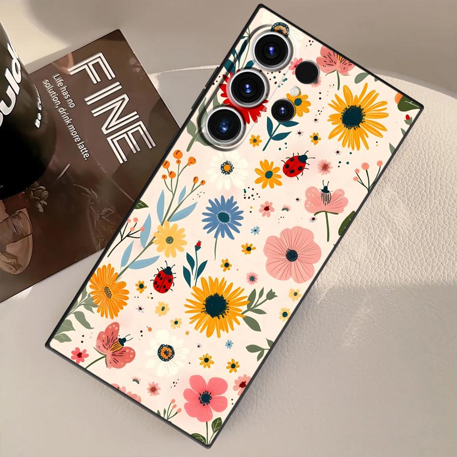 Cartoon Flower Art Funda Phone Cover Case for Samsung Galaxy S26 Ultra S25 Plus Note 20 8 9 10 S24 S20 Ultra S23 S10 S9 S21 FE