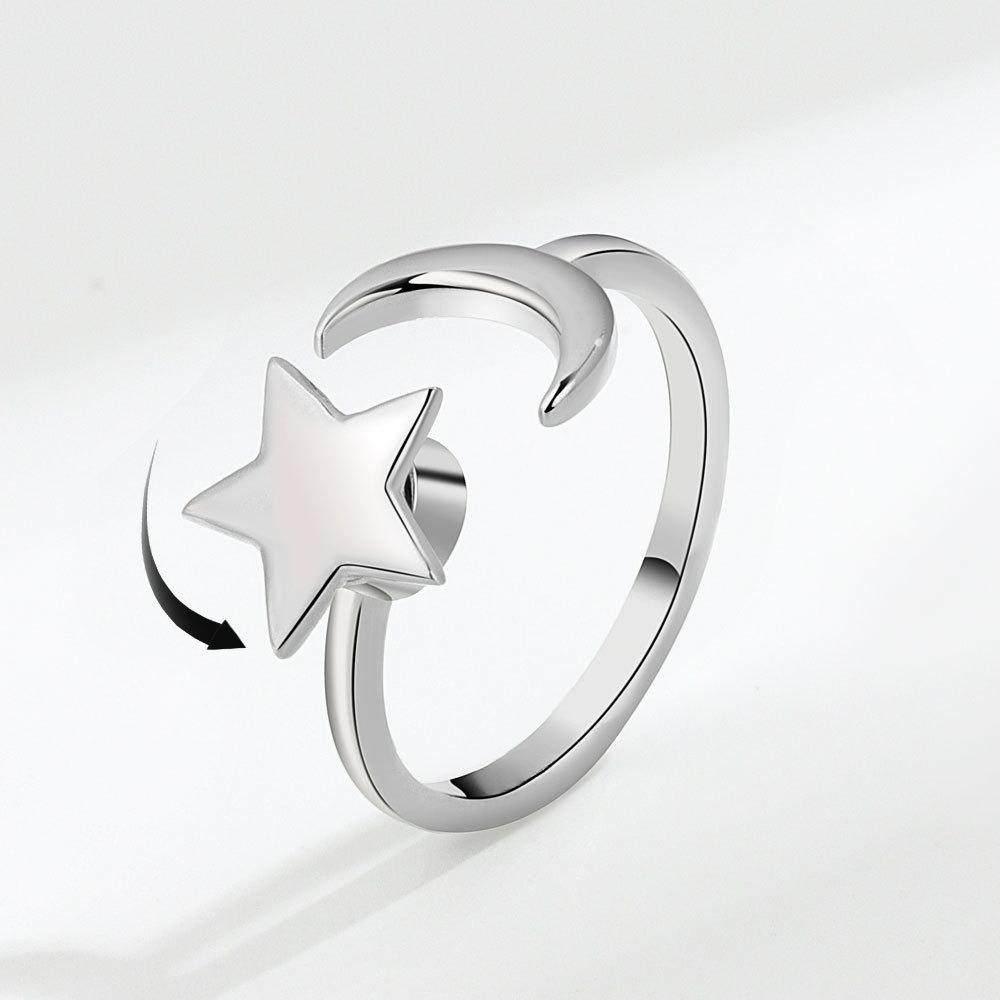 Star Rotation Ring, Female Opening Rings, Adjustable Star-moon Finger Ring
