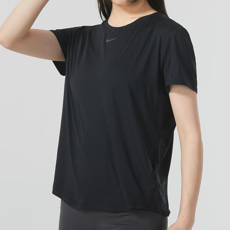 Nike Solid Color Logo Running Fitness Training Quick-Dry Breathable Short Sleeve T-Shirt Women Tops Black FN2799-010