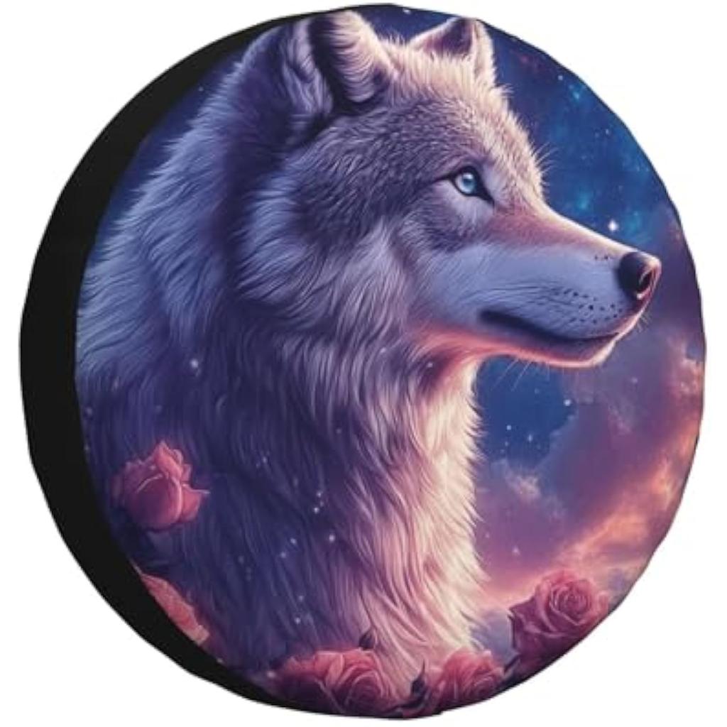 Galaxy Rose Wolf Spare Tire Cover Dust-Proof Wheel Protector