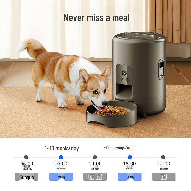 Intelligenter Futterautomat für Haustiere mit Videotaste und WLAN für Katzen und Hunde