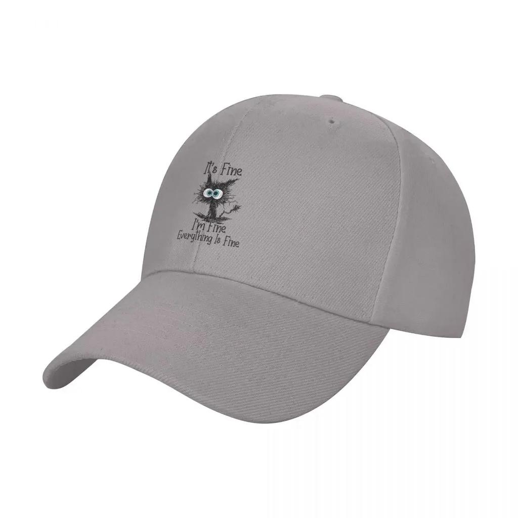 New Its Fine Im Fine Everything Is Fine Funny Black Cat Baseball Cap Hat Beach Golf Hat Unisex hard hat Women Hats Unisex's
