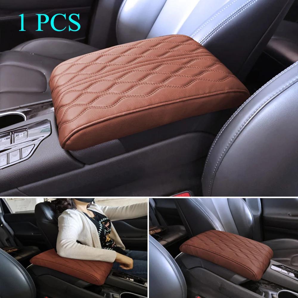 Couro Carro Apoio de Braço Central Almofada Macia Preto Auto Console Central Descanso de Braço Assento Caixa Tapete Almofada Capa de Almofada Veículo Protetor