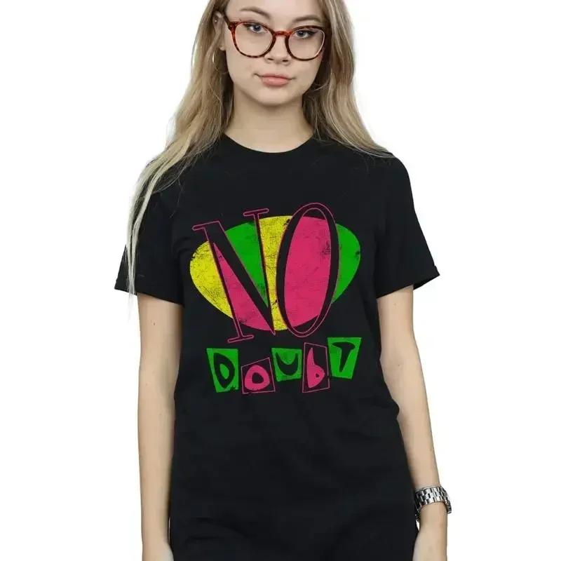 No Doubt Unisexs Neon Logo Distressed Boyfriend Fit Tshirt