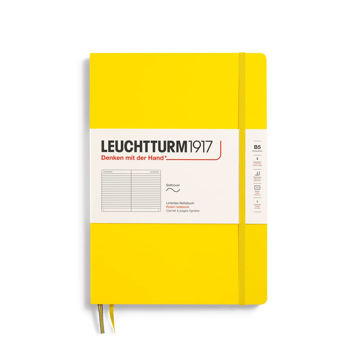 

Leuchtturm Horizontal Soft Officially Imported Notebook, B5, Ruled, Cover, Lemon, 355288, лимон