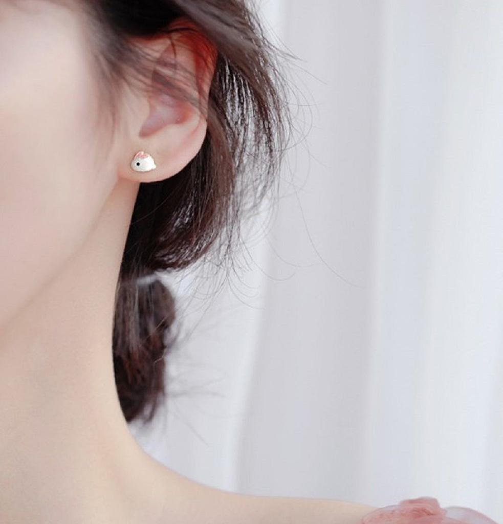 1Pair Alloy Sweet Silver Needle Stud Party Gift Little Rabbit Earrings Charming For Women Cute