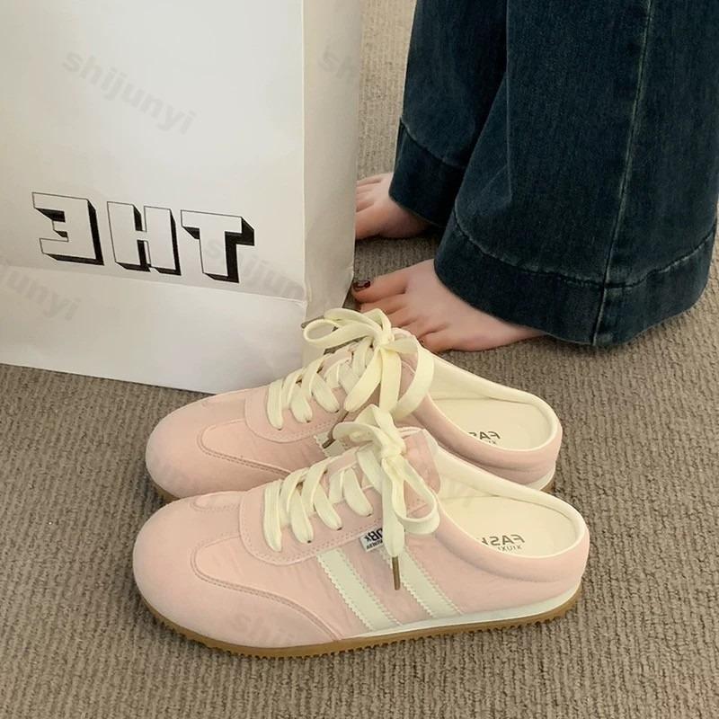 Fashion Women Fashion Slippers 2025 Summer Trend Casual Comfort Platform Flats Mules Slippers Lace-Up Non Slip Outdoor Female Slippers