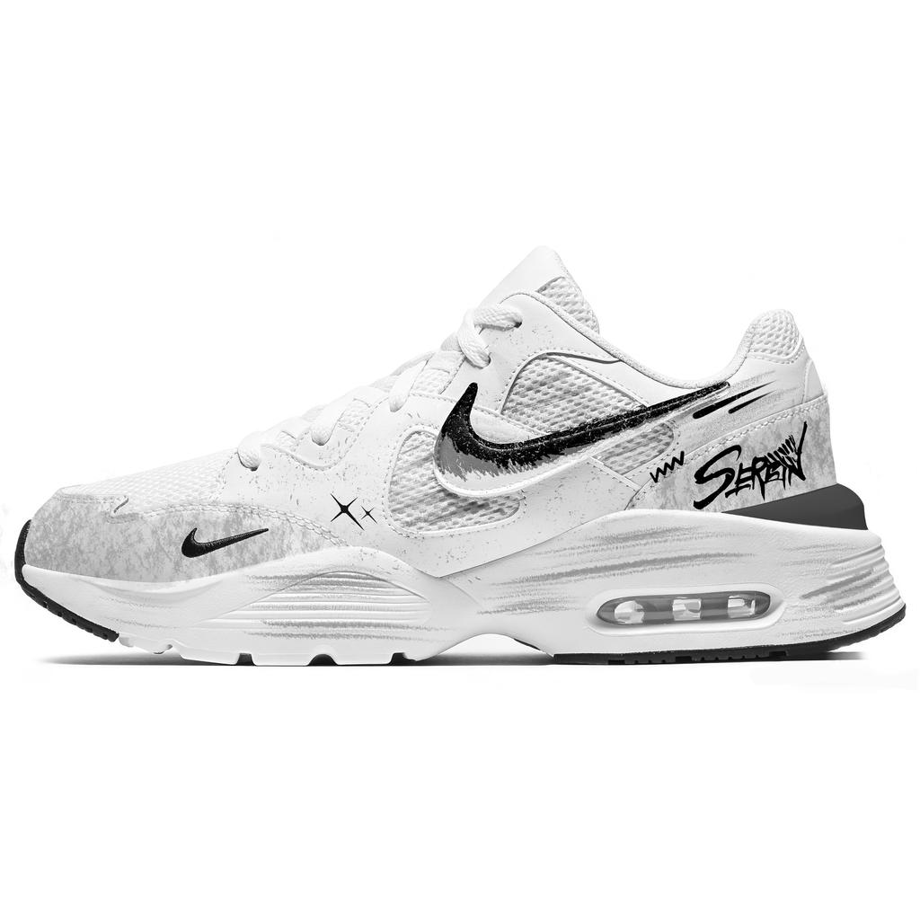 Nike Air Max Fusion Cushioning Lightweight Low top Running Shoes Men's White Black CJ1670-102(Team2031-)
