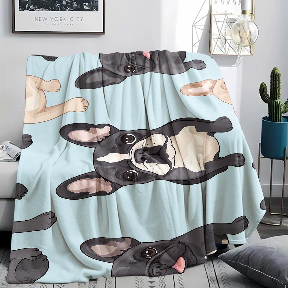 Cartoon Images of Cats Dogs Print Flannel Blanket,High Quality Comfortable for All Seasons,Home Decor,Warmth and Comfort,Perfect for Christmas Gifts