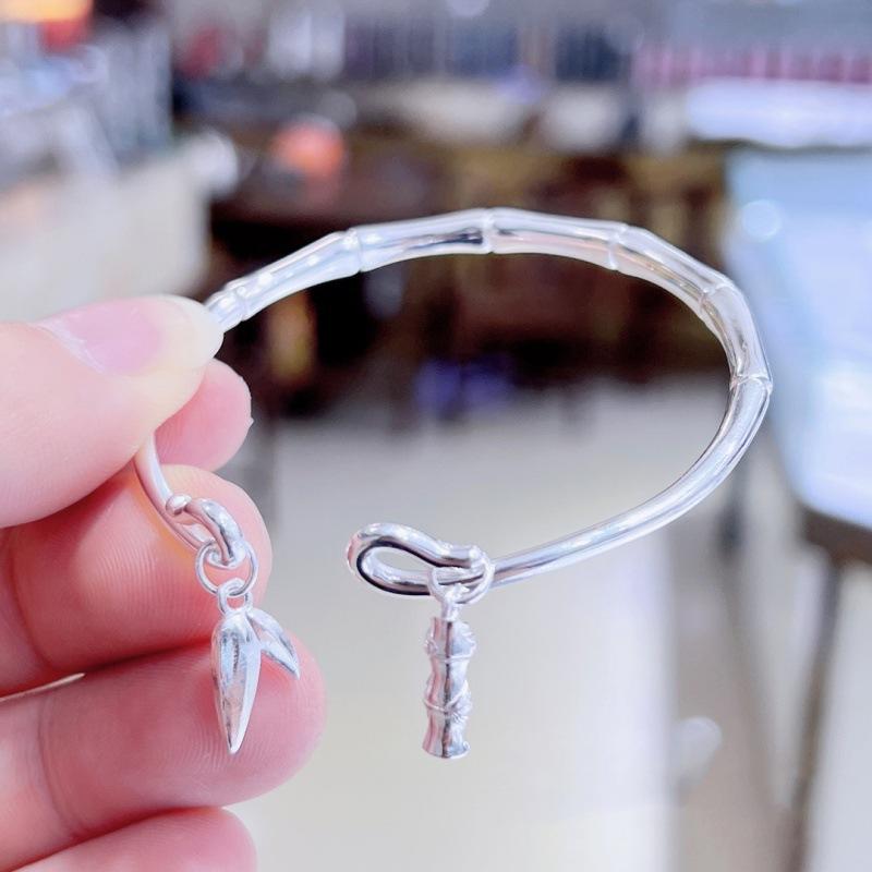 

Zuyin 9999 Браслет из бамбукового узла и листьев, женский цветок, молодежный стиль, глянцевый однотонный браслет, подарки для любовников подруге Adjustable size