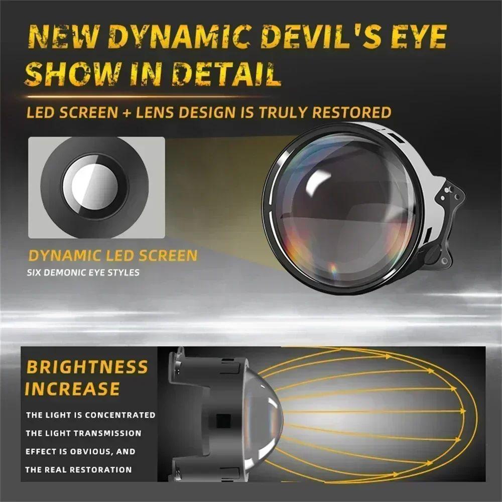 2 Stück 3 Zoll Devil Eye LED Scheinwerfer Kit Auto Dynamische Lichter 12V mit Fernbedienung Steuerung Augen Nachrüstsätze Scheinwerferbaugruppe