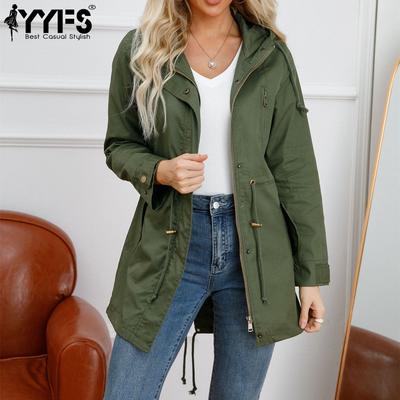Giacche e cappotti con cappuccio a maniche lunghe a maniche lunghe autunno inverno stampa tinta unita moda casual da donna