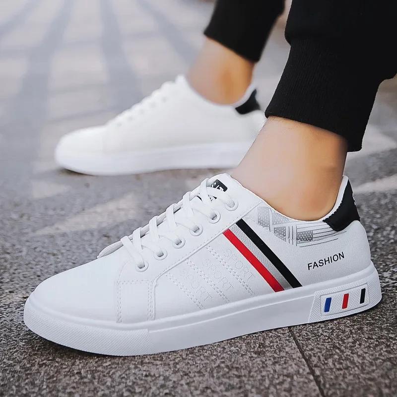 Fashion Luxury Men's Sneakers Autumn New Leather Casual Shoes Lace Up Walking Flats Original Designer Vulcanized Shoes for Men Tenis2024