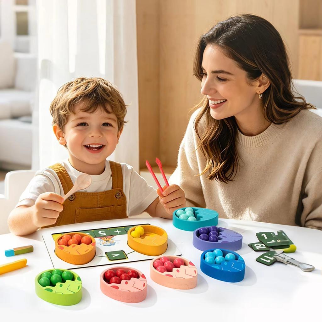 Kid Dinosaur Clamp Bead Counting Game Montessori Color Sorting Math Addition Subtraction Learn Fine Motor Skills Development Toy