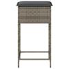 vidaXL Garden Bar Stool with Cushions 2 pcs Grey Poly Rattan