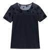 2022 Summer Mesh Short Sleeve Top: Chic Hollow Modal Base Round Neck Blouse