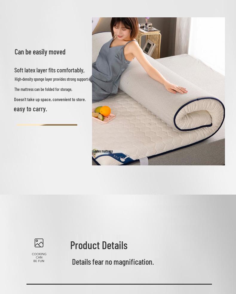 Thailand Latex Cotton Knitted Foldable Mattress - Single & Double Sizes for Dormitory