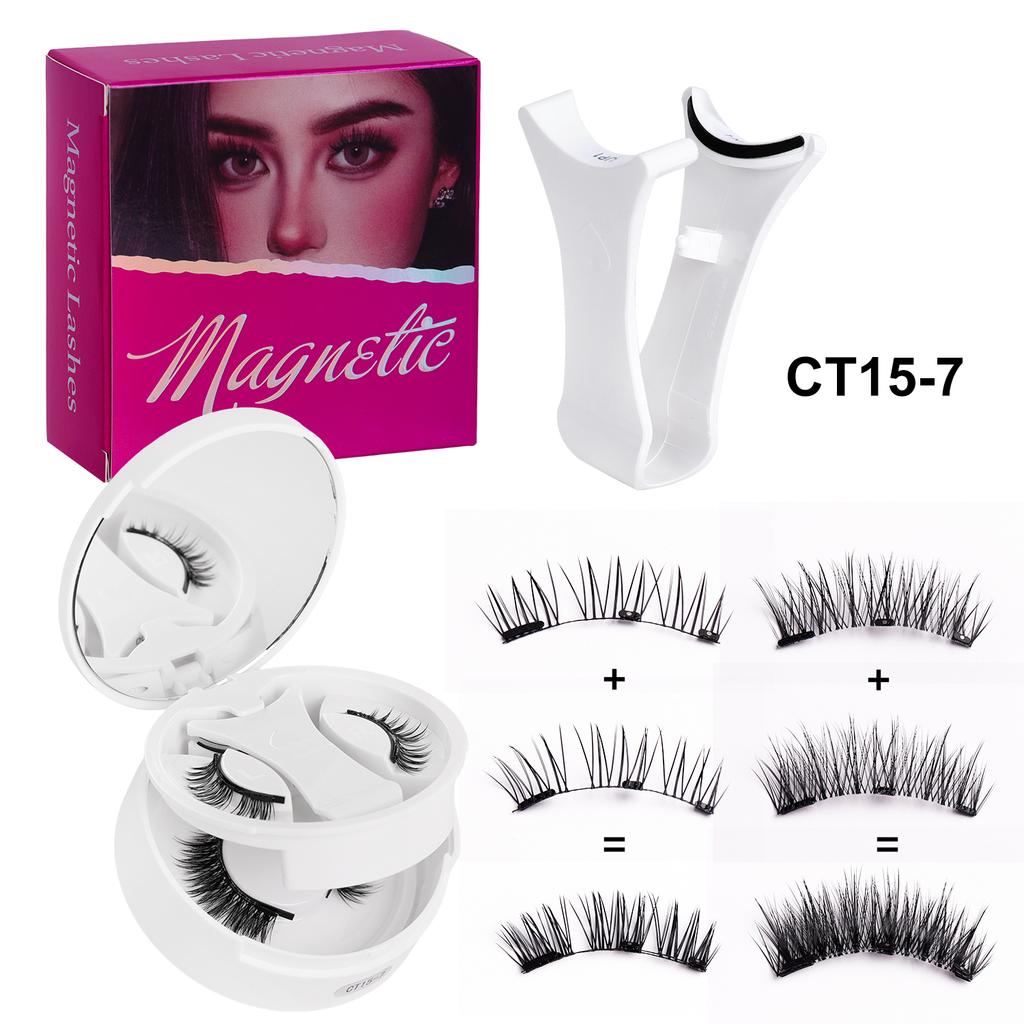 2-Pair Reusable Magnetic Eyelash Set, Easy-to-Use Eyelash Extension Tool, Natural Curler, False Eyelashes with Magnetic Tweezers