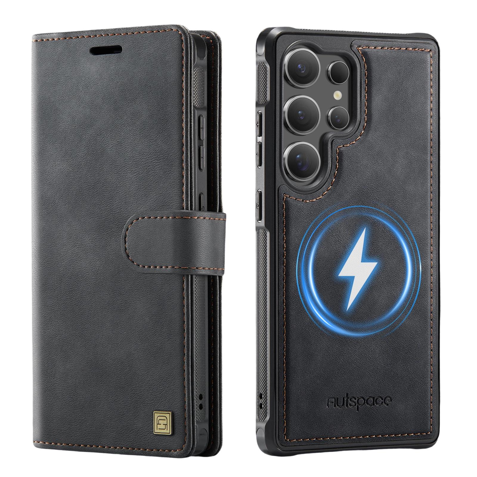 

AUTSPACE A05 For Samsung Galaxy S25 Ultra Case Wallet Stand Detachable Leather Magnetic Phone Cover
