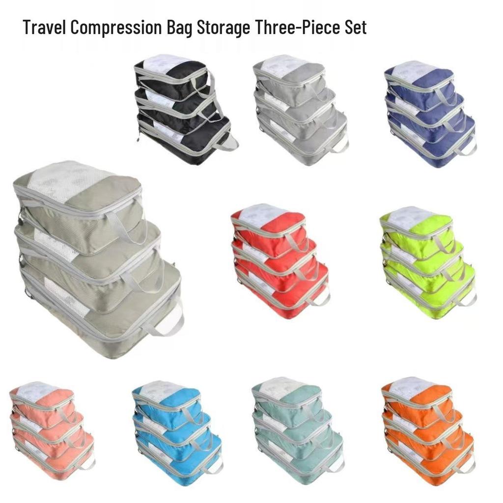 Reise-Kompressionsbeutel-Set: 3-teiliger Packorganizer für Koffer Kleidung