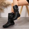 Fashion Women Boots Simple Comfortable Versatile Casual Slip On Short Boots Fashion Pleated Round Toe Autumn Solid Color  Flat Booties